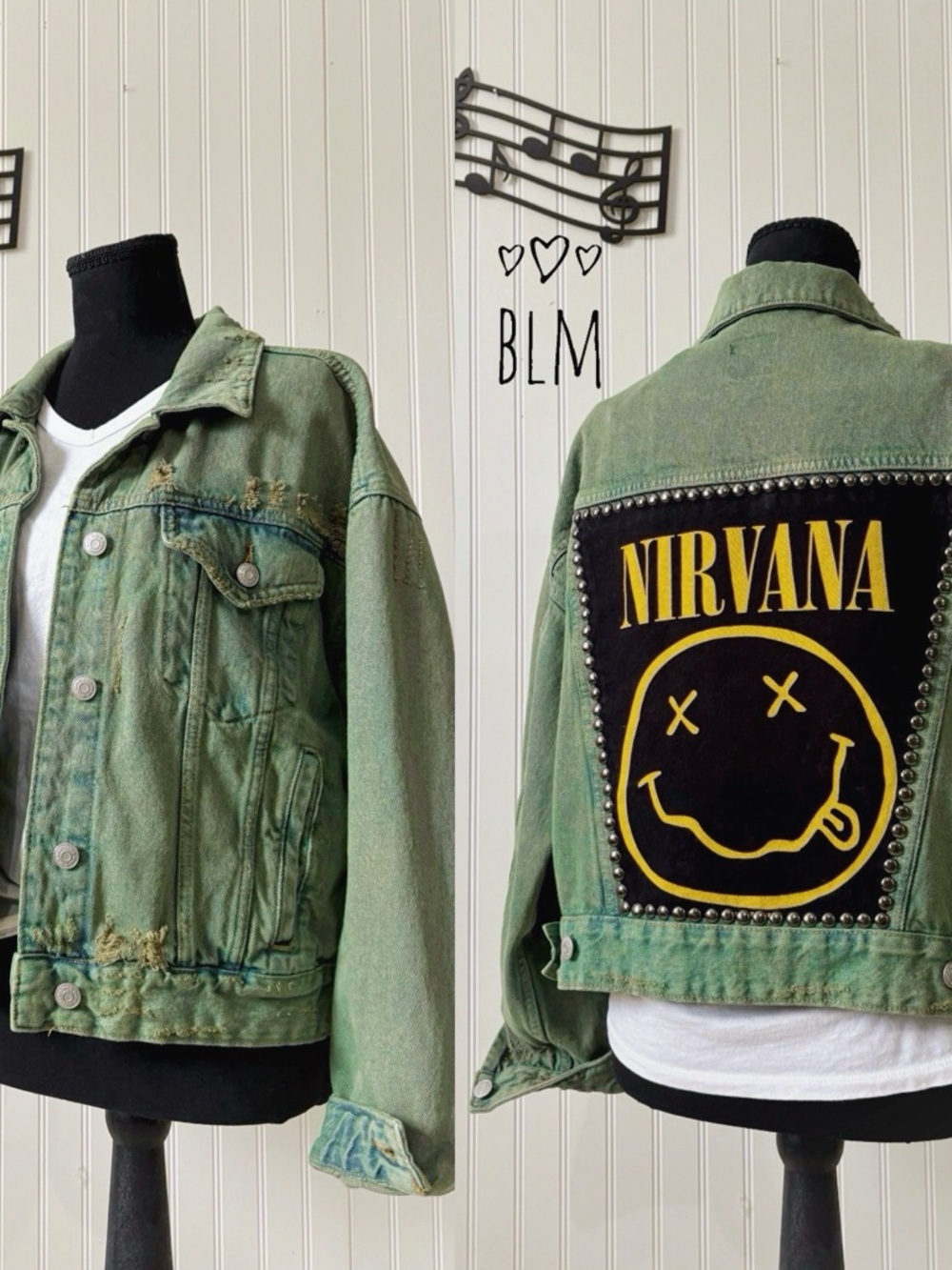 ✨ Nirvana custom acid wash Jean jacket
